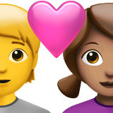 Couple With Heart: Person, Woman, No Skin Tone, Medium Skin Tone for Apple iOS 26.4