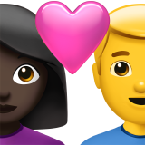 Couple With Heart - Woman: Dark Skin Tone, Man: No Skin Tone for Apple iOS 26.4
