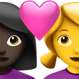 Couple With Heart - Woman: Dark Skin Tone, Woman: No Skin Tone for Apple iOS 26.4
