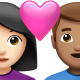 Couple with Heart: Woman, Man, Light Skin Tone, Medium Skin Tone for Apple iOS 26.4