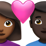 Couple with Heart: Woman, Man, Medium-Dark Skin Tone, Dark Skin Tone for Apple iOS 26.4