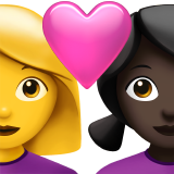 Casal com coração - Mulher: Sem tom de pele, Mulher: Tom de pele escuro para Apple iOS 26.4