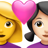Pasangan Dengan Hati - Wanita: Tanpa Warna Kulit, Wanita: Warna Kulit Cerah untuk Apple iOS 26.4