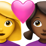 Pasangan Dengan Hati - Wanita: Tanpa Warna Kulit, Wanita: Warna Kulit Sedang-Gelap untuk Apple iOS 26.4