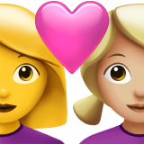 Casal com coração - Mulher: Sem tom de pele, Mulher: Tom de pele médio-claro para Apple iOS 26.4