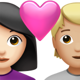 Casal com coração: mulher, pessoa, tom de pele claro, tom de pele médio-claro para Apple iOS 26.4