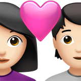 Casal com coração: mulher, pessoa, tom de pele claro para Apple iOS 26.4