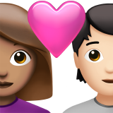 Pasangan Berhati: Wanita, Orang, Warna Kulit Sedang, Warna Kulit Cerah untuk Apple iOS 26.4