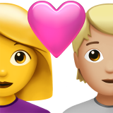 Casal com coração: mulher, pessoa, sem tom de pele, tom de pele médio-claro para Apple iOS 26.4