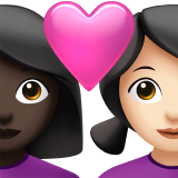 Couple with Heart: Woman, Woman, Dark Skin Tone, Light Skin Tone for Apple iOS 26.4