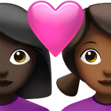 Couple with Heart: Woman, Woman, Dark Skin Tone, Medium-Dark Skin Tone for Apple iOS 26.4