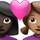 Couple with Heart: Woman, Woman, Dark Skin Tone, Medium Skin Tone for Apple iOS 26.4
