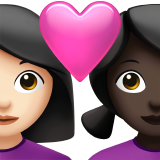 Couple with Heart: Woman, Woman, Light Skin Tone, Dark Skin Tone for Apple iOS 26.4