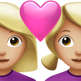 Cặp đôi với trái tim: phụ nữ, phụ nữ, màu da sáng trung bình cho Apple iOS 26.4
