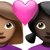 Couple with Heart: Woman, Woman, Medium Skin Tone, Dark Skin Tone for Apple iOS 26.4