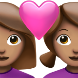 Cặp đôi với trái tim: phụ nữ, phụ nữ, màu da trung bình cho Apple iOS 26.4