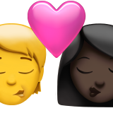 Kiss: Person, Woman, No Skin Tone, Dark Skin Tone for Apple iOS 26.4