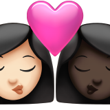 Kiss: Woman, Woman, Light Skin Tone, Dark Skin Tone for Apple iOS 26.4