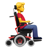 Mann im motorisierten Rollstuhl, Blick nach rechts für Apple iOS 26.4