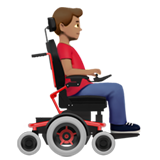 Homem em cadeira de rodas motorizada virado para a direita: tom de pele médio para Apple iOS 26.4