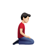 ชายคุกเข่าหันหน้าไปทางขวา: โทนผิวสีขาว สำหรับ Apple iOS 26.4