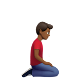 Homem ajoelhado virado para a direita: tom de pele médio-escuro para Apple iOS 26.4