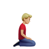 Man Kneeling: Medium-Light Skin Tone, Facing Right for Apple iOS 26.4