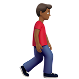 Homem caminhando de frente para a direita: tom de pele médio-escuro para Apple iOS 26.4