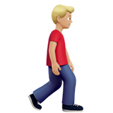 Pria Berjalan Menghadap Kanan: Warna Kulit Sedang-Terang untuk Apple iOS 26.4