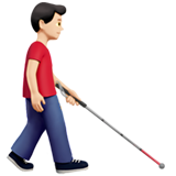 Homem com bengala branca voltado para a direita: tom de pele claro para Apple iOS 26.4