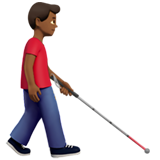 Homem com bengala branca voltado para a direita: tom de pele médio-escuro para Apple iOS 26.4