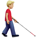 Homem com bengala branca voltado para a direita: tom de pele médio-claro para Apple iOS 26.4