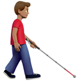 Homem com bengala branca voltado para a direita: tom de pele médio para Apple iOS 26.4