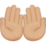 Tangan diangkat dan dirapatkan bersama: warna kulit cerah-sedang untuk Apple iOS 26.4