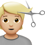 Personne Qui Se Fait Couper Les Cheveux: Peau Moyennement Claire pour Apple iOS 26.4