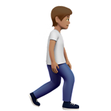Pessoa caminhando de frente para a direita: tom de pele médio para Apple iOS 26.4