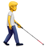 Pessoa com bengala branca voltada para a direita para Apple iOS 26.4