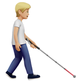 Pessoa com bengala branca voltada para a direita: tom de pele médio-claro para Apple iOS 26.4