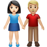 Woman and Man Holding Hands: Light Skin Tone, Medium-Light Skin Tone for Apple iOS 26.4