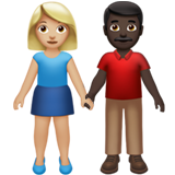 Woman and Man Holding Hands: Medium-Light Skin Tone, Dark Skin Tone for Apple iOS 26.4