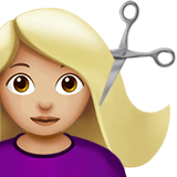 Femme Qui Se Fait Couper Les Cheveux: Peau Moyennement Claire pour Apple iOS 26.4