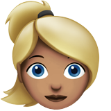 Wanita berambut pirang: warna kulit sedang untuk Apple iOS 26.4