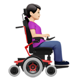 Mulher em cadeira de rodas motorizada voltada para a direita: tom de pele claro para Apple iOS 26.4