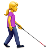 Mulher com bengala branca voltada para a direita para Apple iOS 26.4