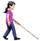 <p>Wanita dengan Tongkat Putih: Warna Kulit Terang, Menghadap ke Kanan</p> untuk Apple iOS 26.4