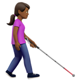 Wanita dengan Tongkat Putih Menghadap ke Kanan: Warna Kulit Sedang-Gelap untuk Apple iOS 26.4