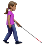 Wanita dengan Tongkat Putih Menghadap ke Kanan: Warna Kulit Sedang untuk Apple iOS 26.4