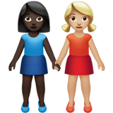 ‫امرأتان تمسكان بيد بعضهما: بشرة بلون غامق وبشرة بلون فاتح ومعتدل لـ Apple iOS 26.4