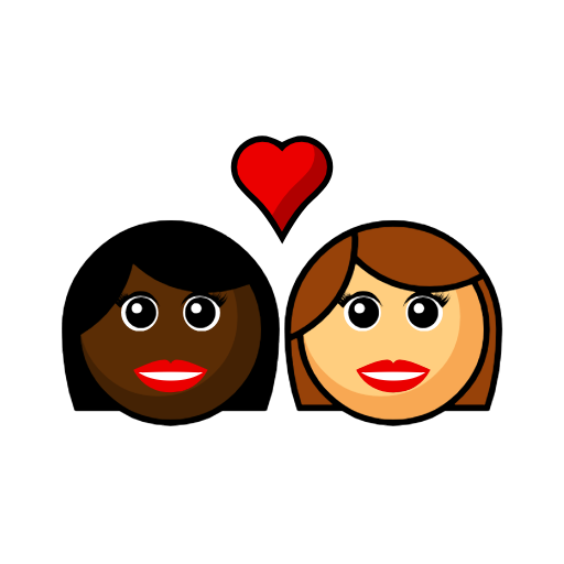 Couple with Heart: Woman, Woman, Dark Skin Tone, Medium-Light Skin Tone Couple with Heart: Woman, Woman, Dark Skin Tone, Medium-Light Skin Tone