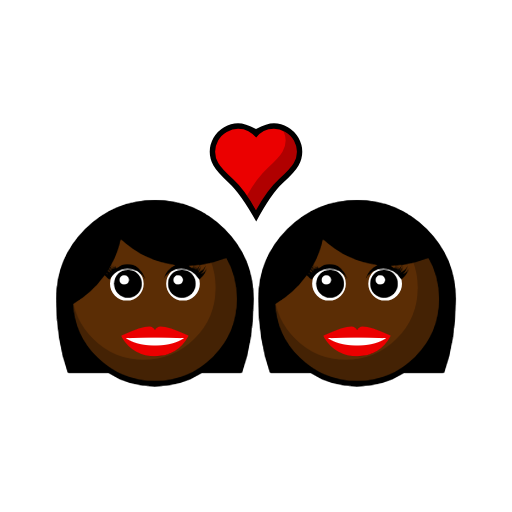Couple with Heart: Woman, Woman, Dark Skin Tone Couple with Heart: Woman, Woman, Dark Skin Tone